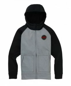 BURTON FELPA FULL ZIP CON CAPPUCCIO CROW BONDED BAMBINO Grigio